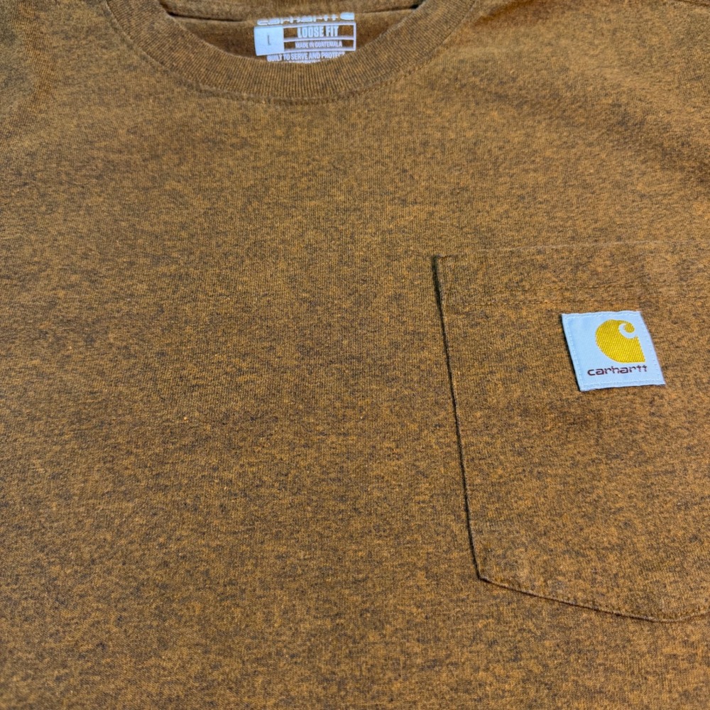 Carhartt Mens Loose Fit Short Sleeve Pocket T-Shirt Brown Heather Large K87 Tee - Picture 5 of 10